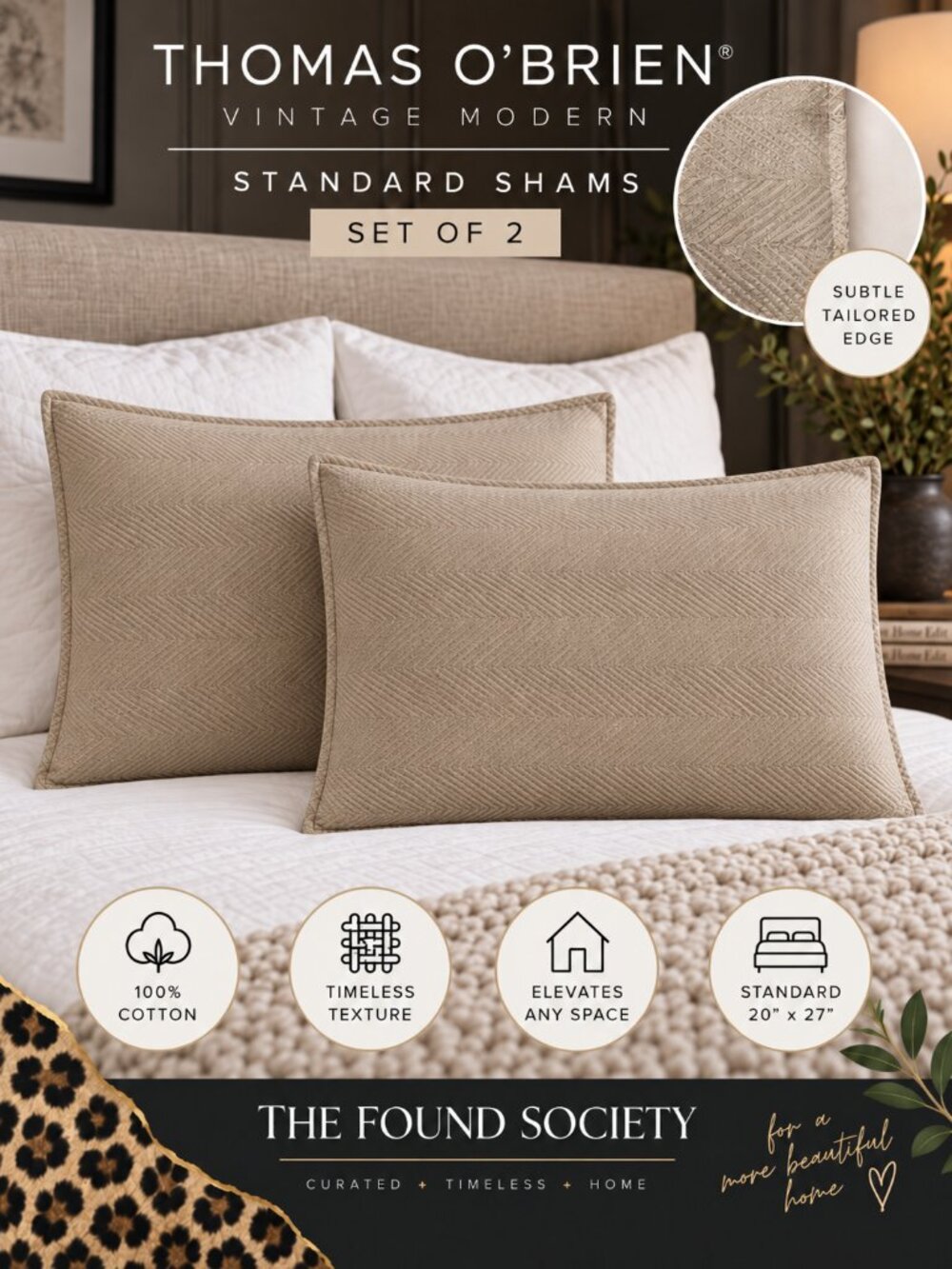 Thomas O’Brien Vintage Modern Quiet Simplicity Standard Shams Pair NIP